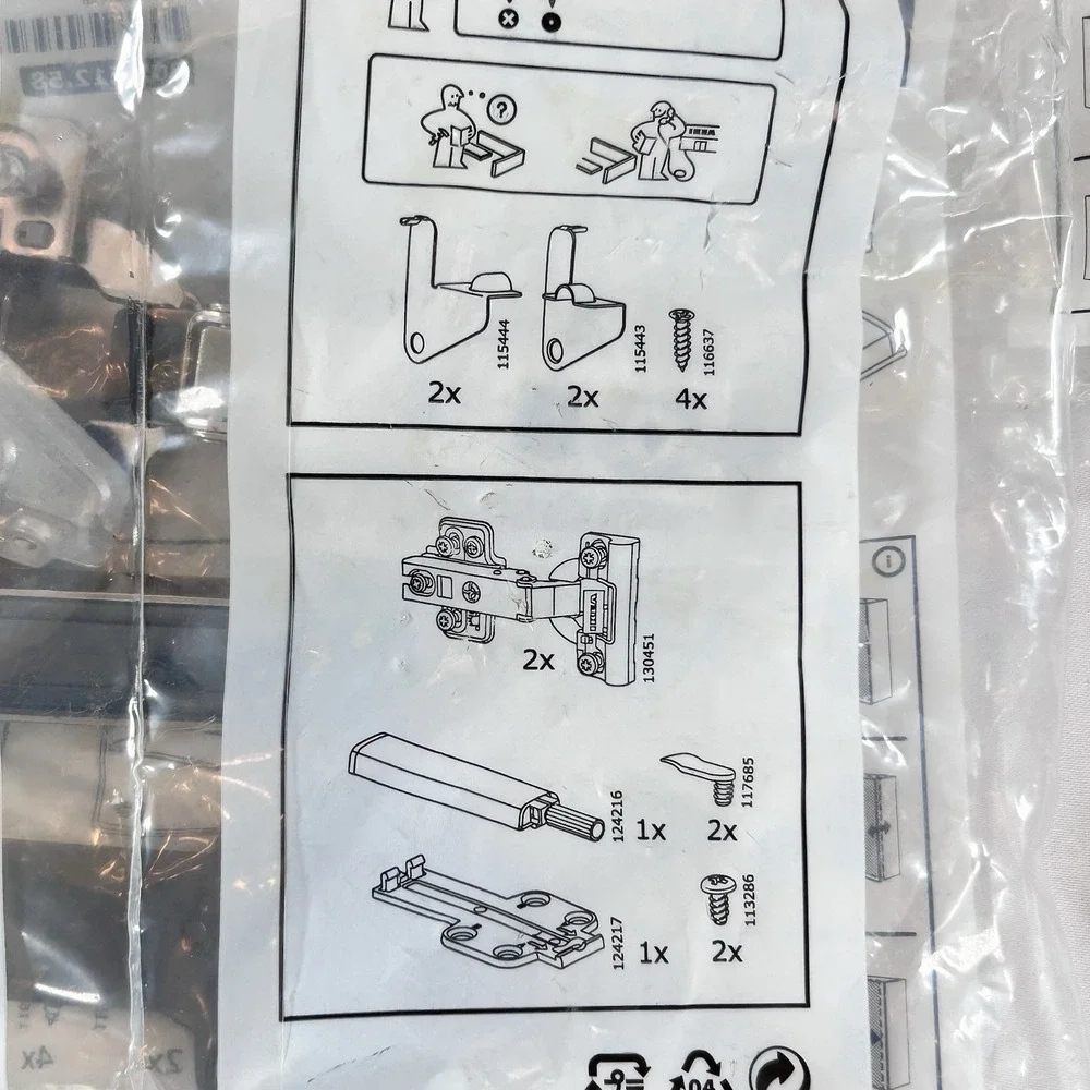 Lot Of 4, Two packs of IKEA Besta Soft Closing Push-Open Hinges, 802.612.58